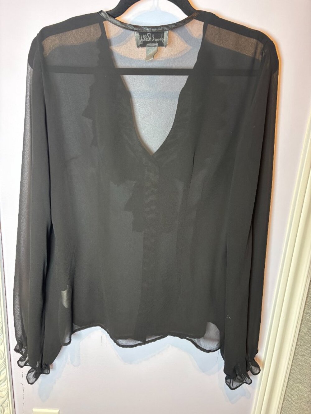 Joseph Ribkoff Sheer Blouse with Flowers Size 8 - Picture 2 of 5
